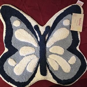 Butterfly Bath Mat in Navy, Light Blue & White